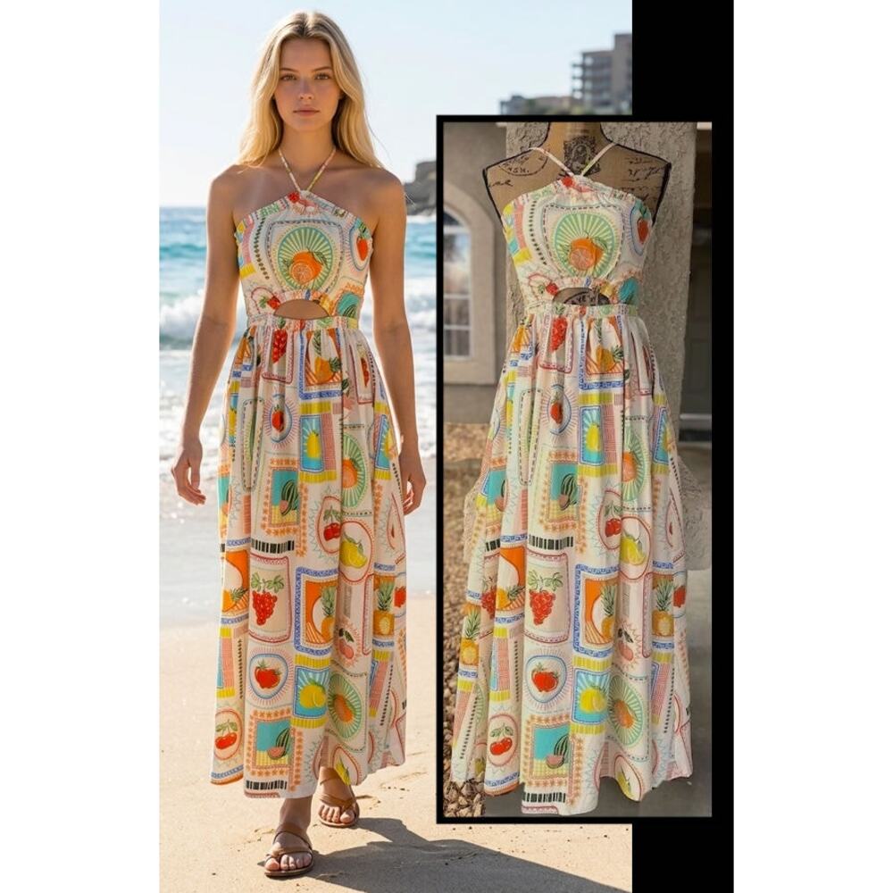 Petal & Pup Runaway The Label Agata Print Cutout Madeira Dress Size XXL NWT